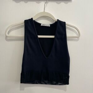 Zara Black V-Neck Crop Top